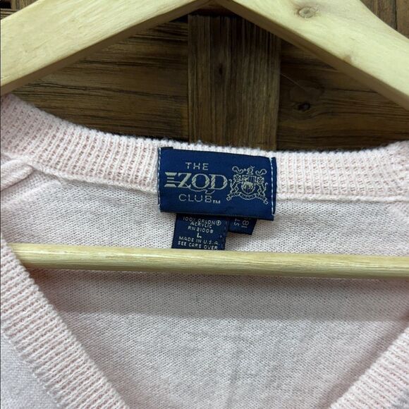 Vintage Izod Men's Light Pink V-Neck Sweater 100% Orlon - Picture 2 of 2